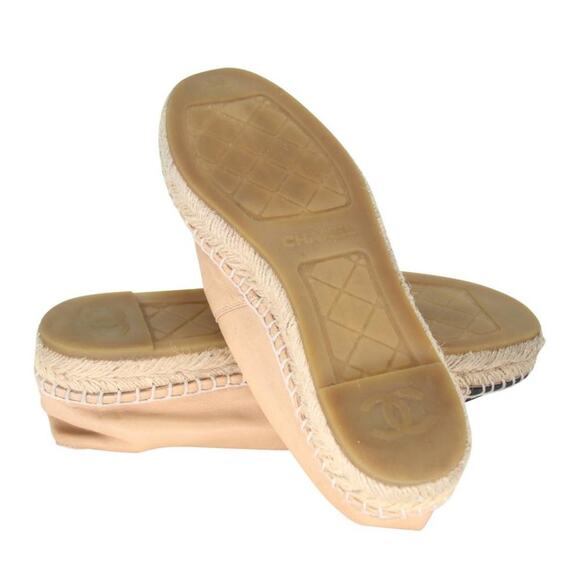 Chanel Espadrille 38 Stitch Leather Cap Toe Cc Flats CC-0402N-0095 - Picture 12 of 12